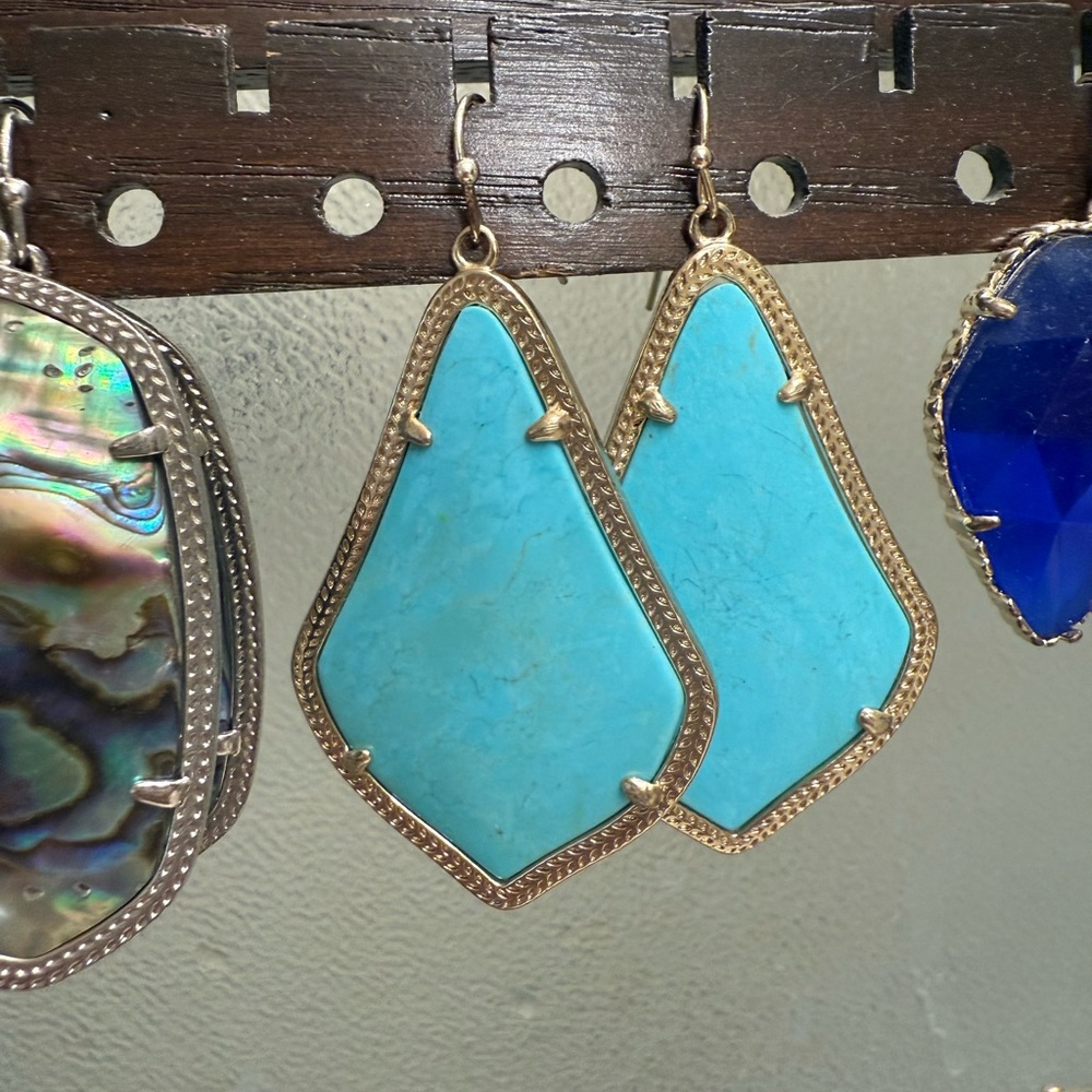 Kendra Scott Teal and Gold Geometric Earrings
